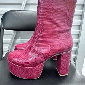 Urban Outfitters Fuchsia Textured Platform Booties